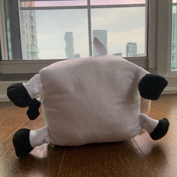Nanco Pixel M8 Plush white cow Stuffed Animal Toy NWT Square 6" Soft - Picture 8 of 8